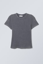 Bleach Washed Dusty Blue - Washed Fitted T-shirt - 0