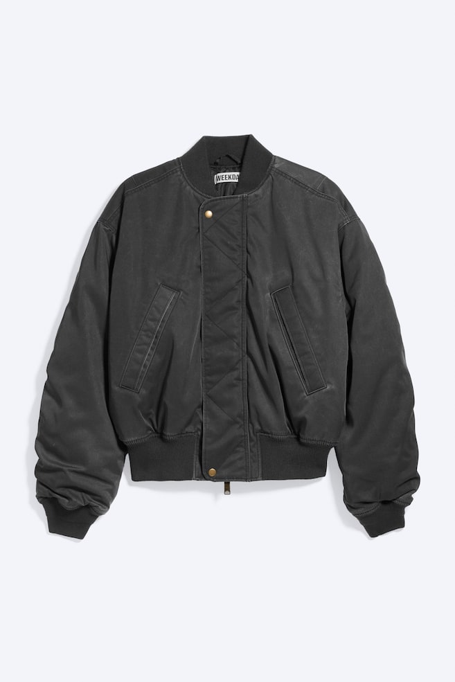 Bomber bunda s volným střihem - Černá/Zastřená Khaki Zelená/Tmavě modrá - 1