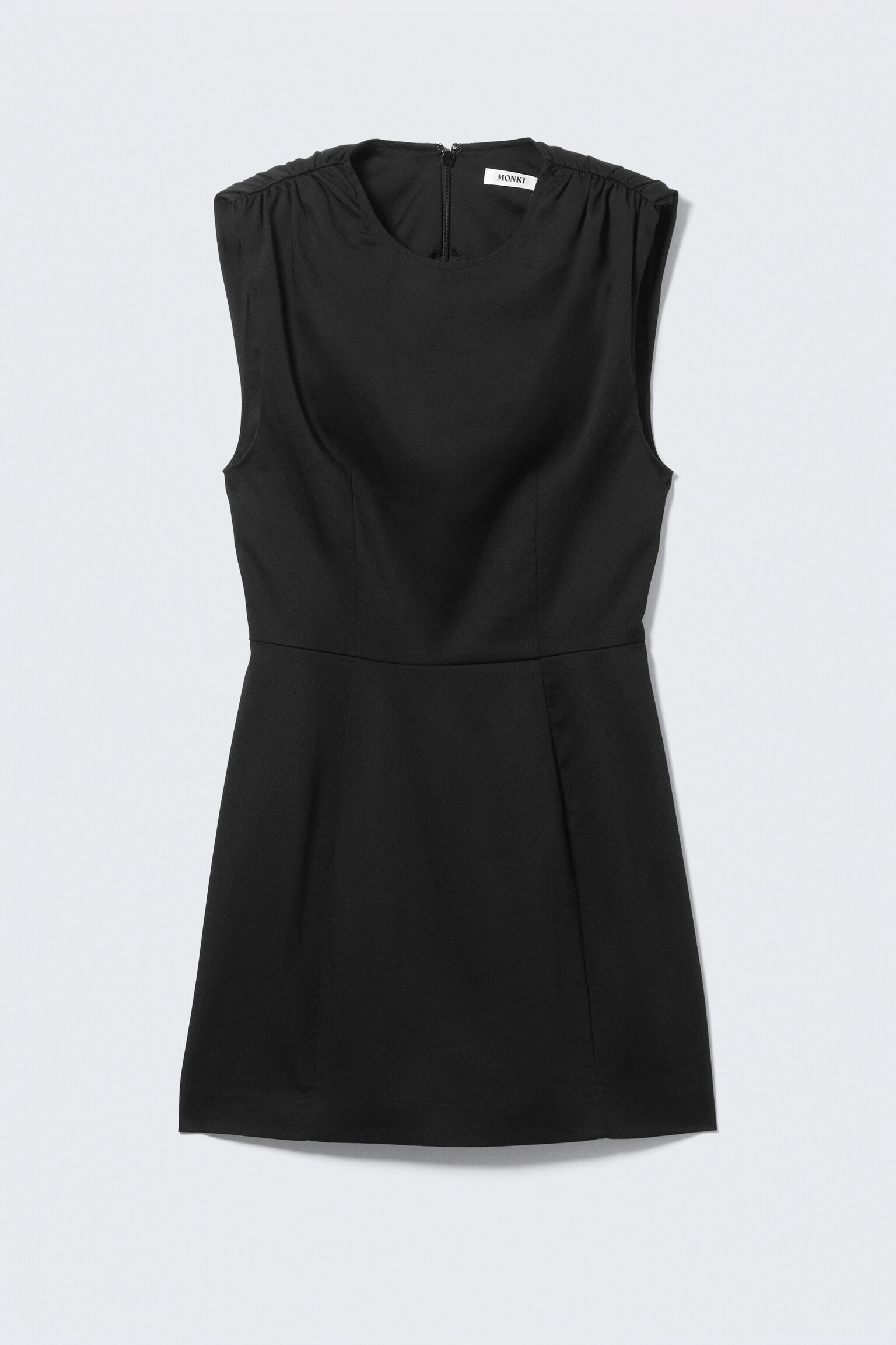 Ærmeløs minikjole i twill - Sort - 2