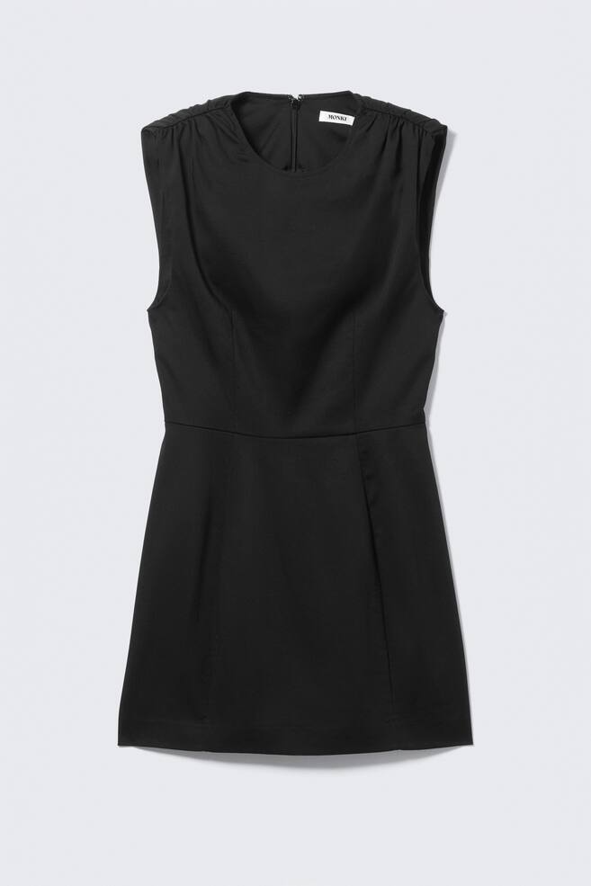 Minivestido de sarga sin mangas - Negro - 1