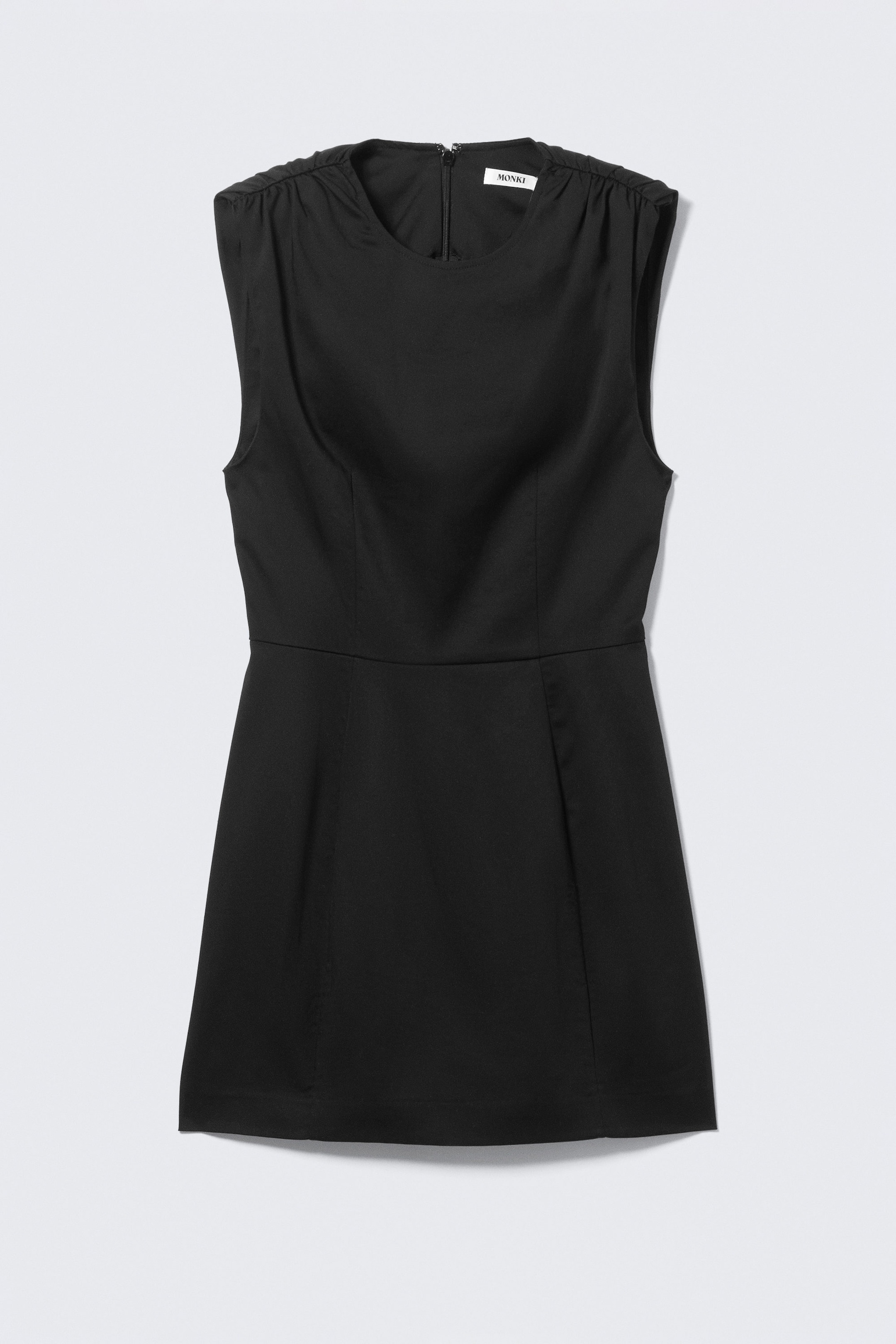 Black - Sleeveless Twill Mini Dress - 3