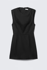 Black - Sleeveless Twill Mini Dress - 3
