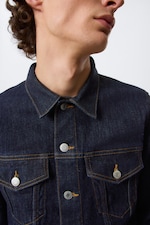 Blue Rinse - Dark Blue - Fitted Denim Trucker Jacket - 1