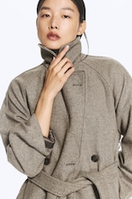 Lys beige - Kia oversized dobbeltspent kåpe i ullblanding - 1