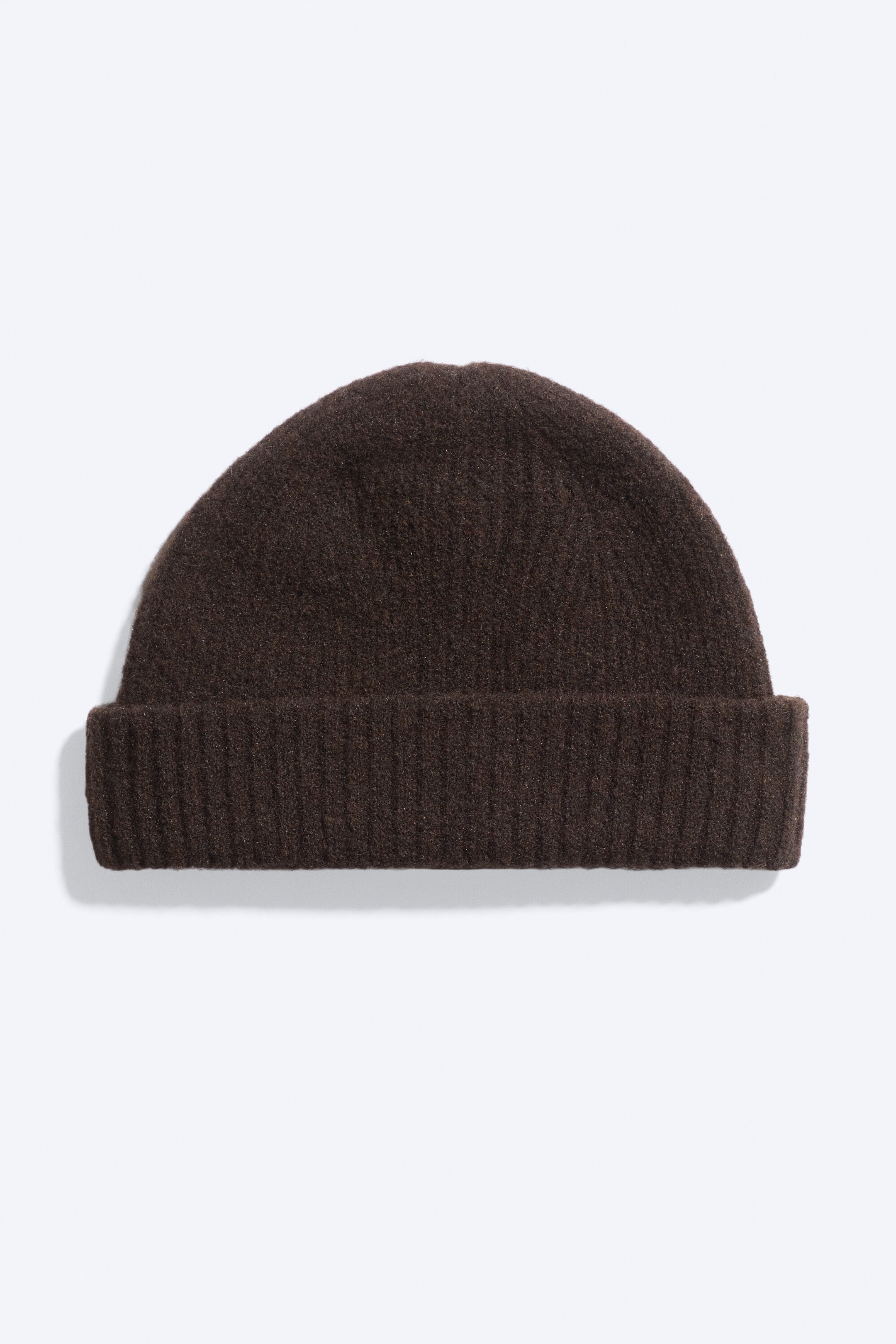 Dark Brown - Folded Wool-Blend Beanie