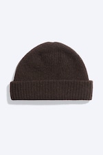 Dark Brown - Folded Wool-Blend Beanie - 0