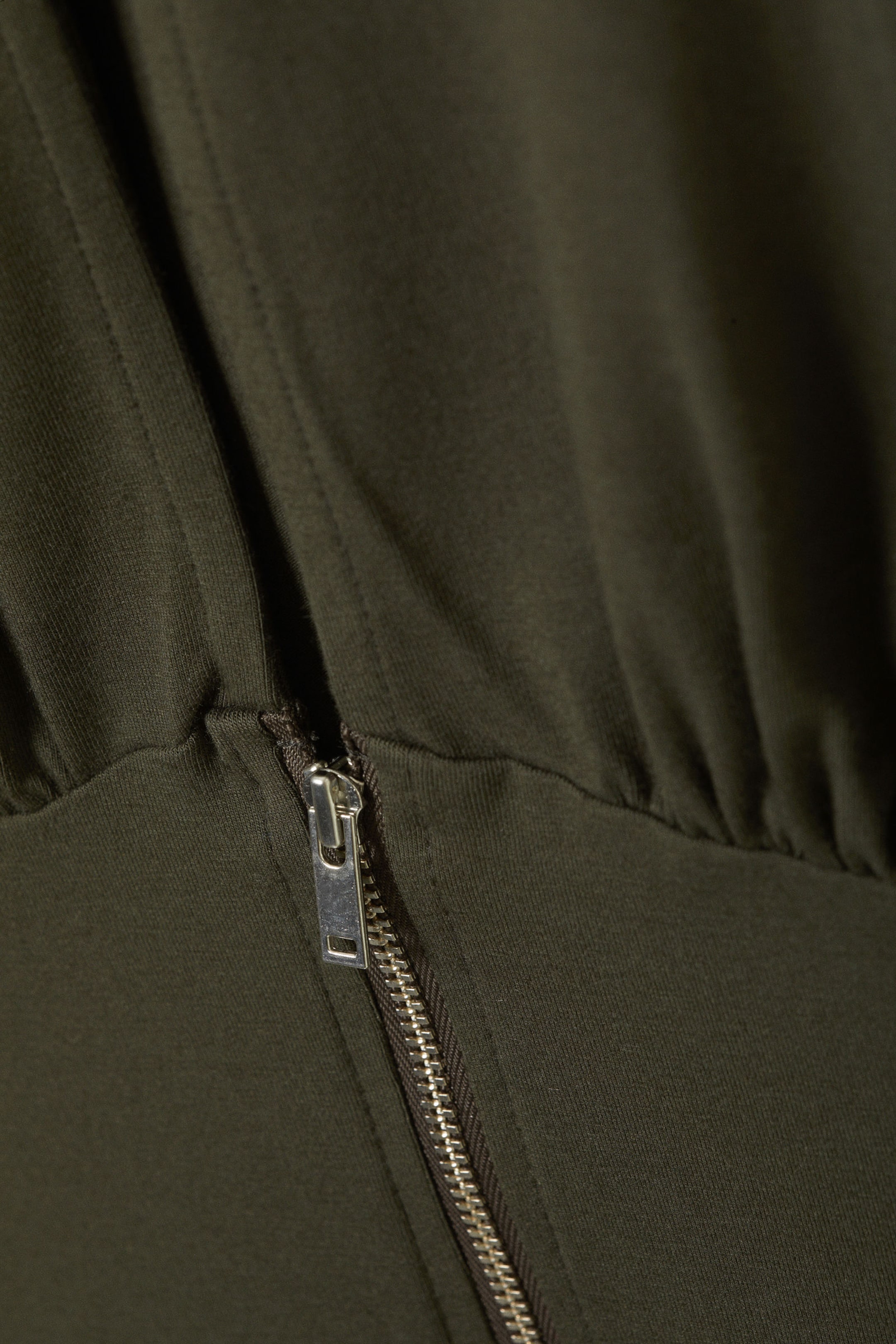 Khaki Green - Slim Sleeveless Zip Top - 1