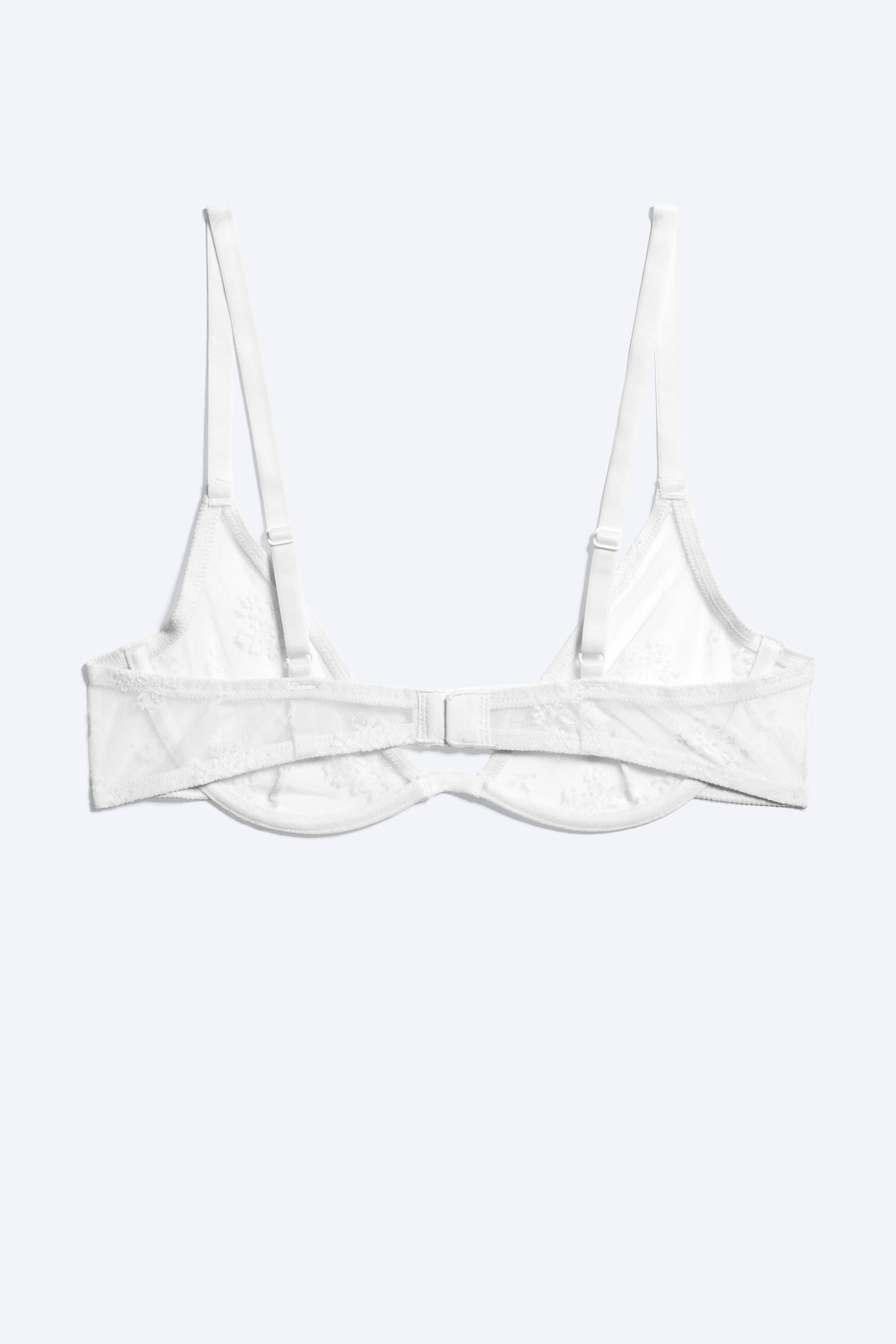 Lace Plunge Wire Bra - White - 4