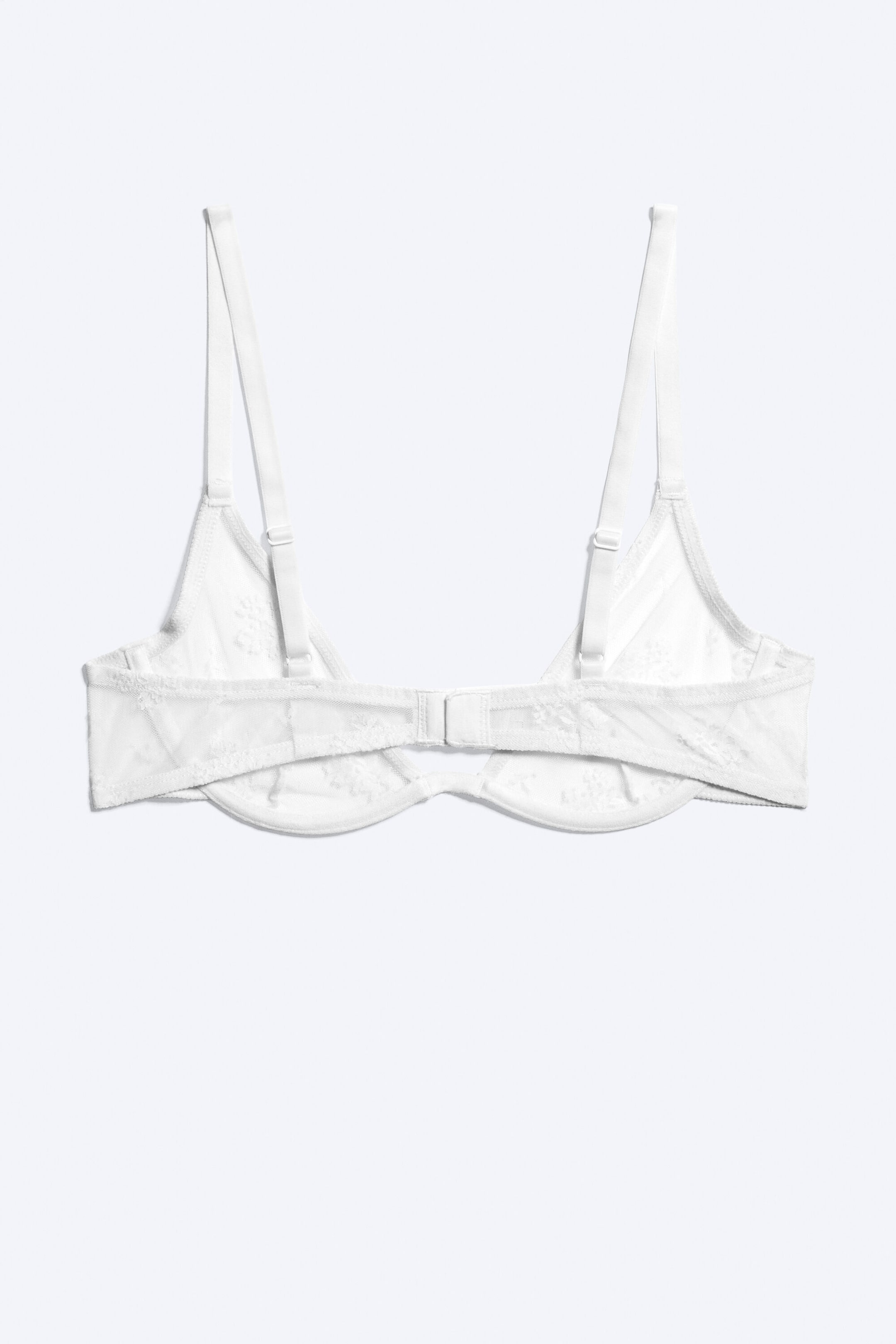 White - Lace Plunge Wire Bra - 4