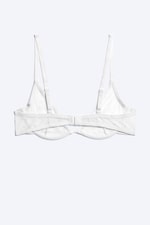 White - Lace Plunge Wire Bra - 4