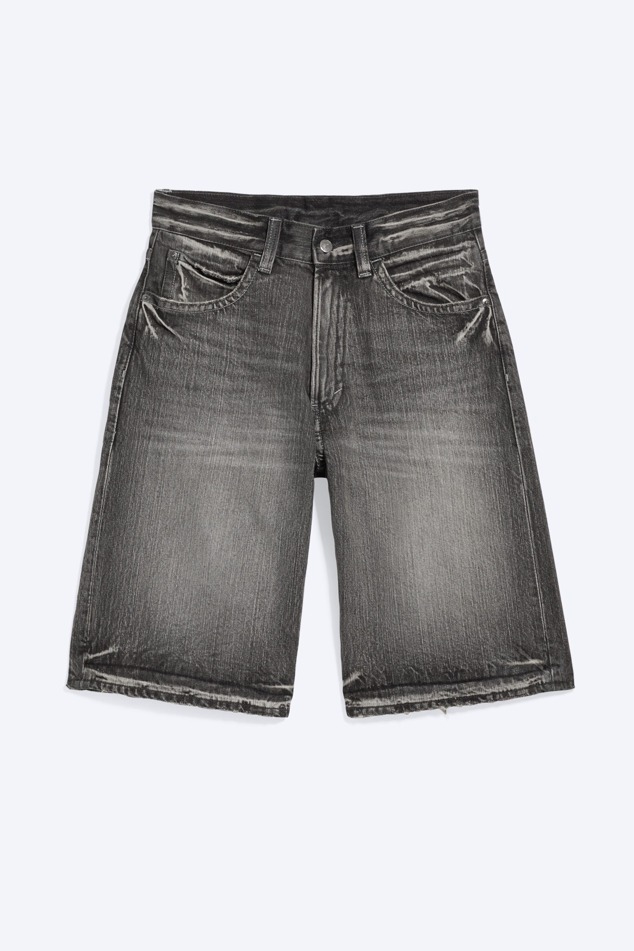 Smokey Black - Dark Black - LOOSER LOW WAIST LOOSE STRAIGHT DENIM SHORTS - 10