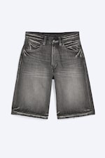 Smokey Black - Dark Black - LOOSER LOW WAIST LOOSE STRAIGHT DENIM SHORTS - 10