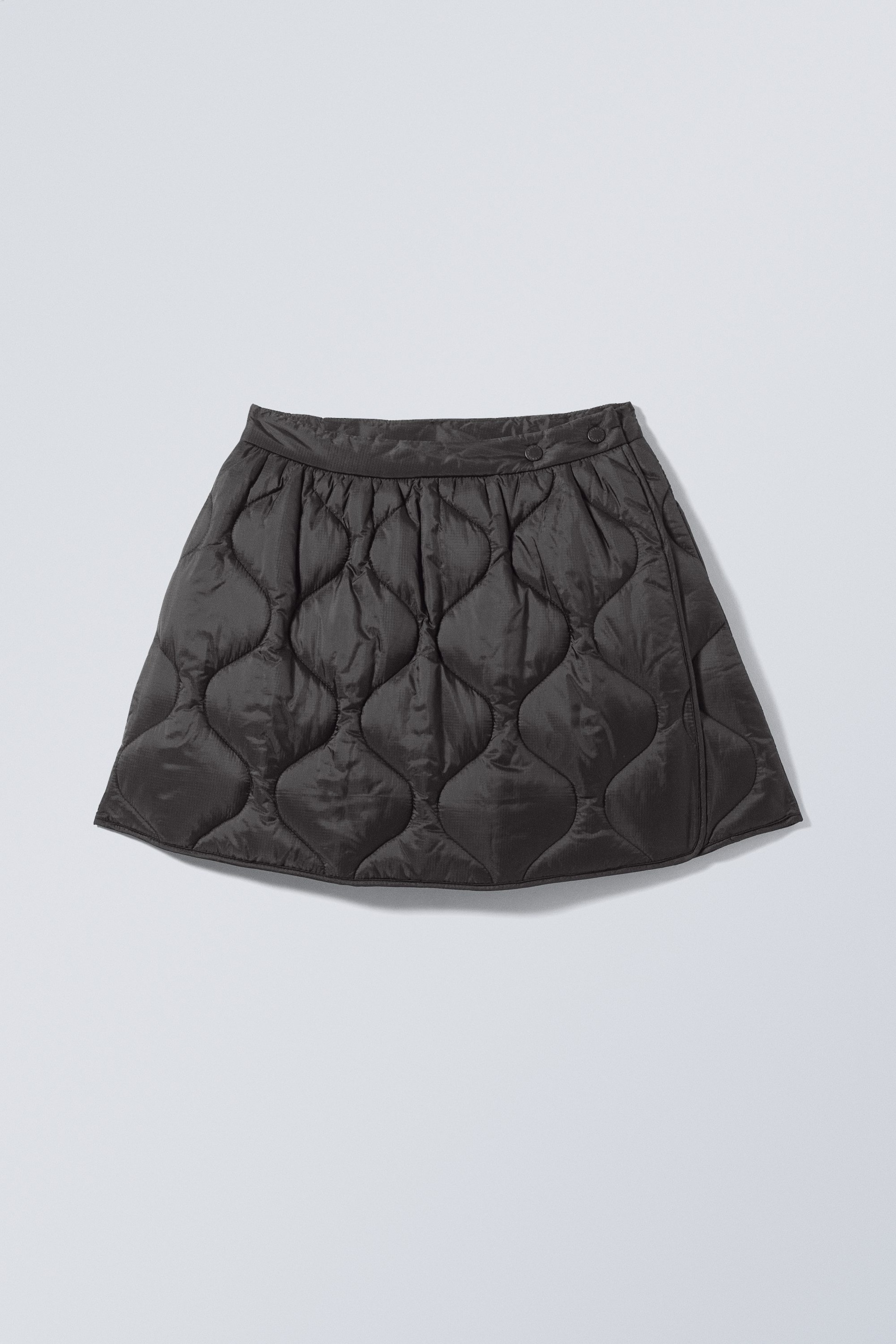 Black Quilted - Quilted Mini Wrap Skirt - 0
