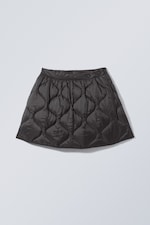 Black Quilted - Quilted Mini Wrap Skirt - 0