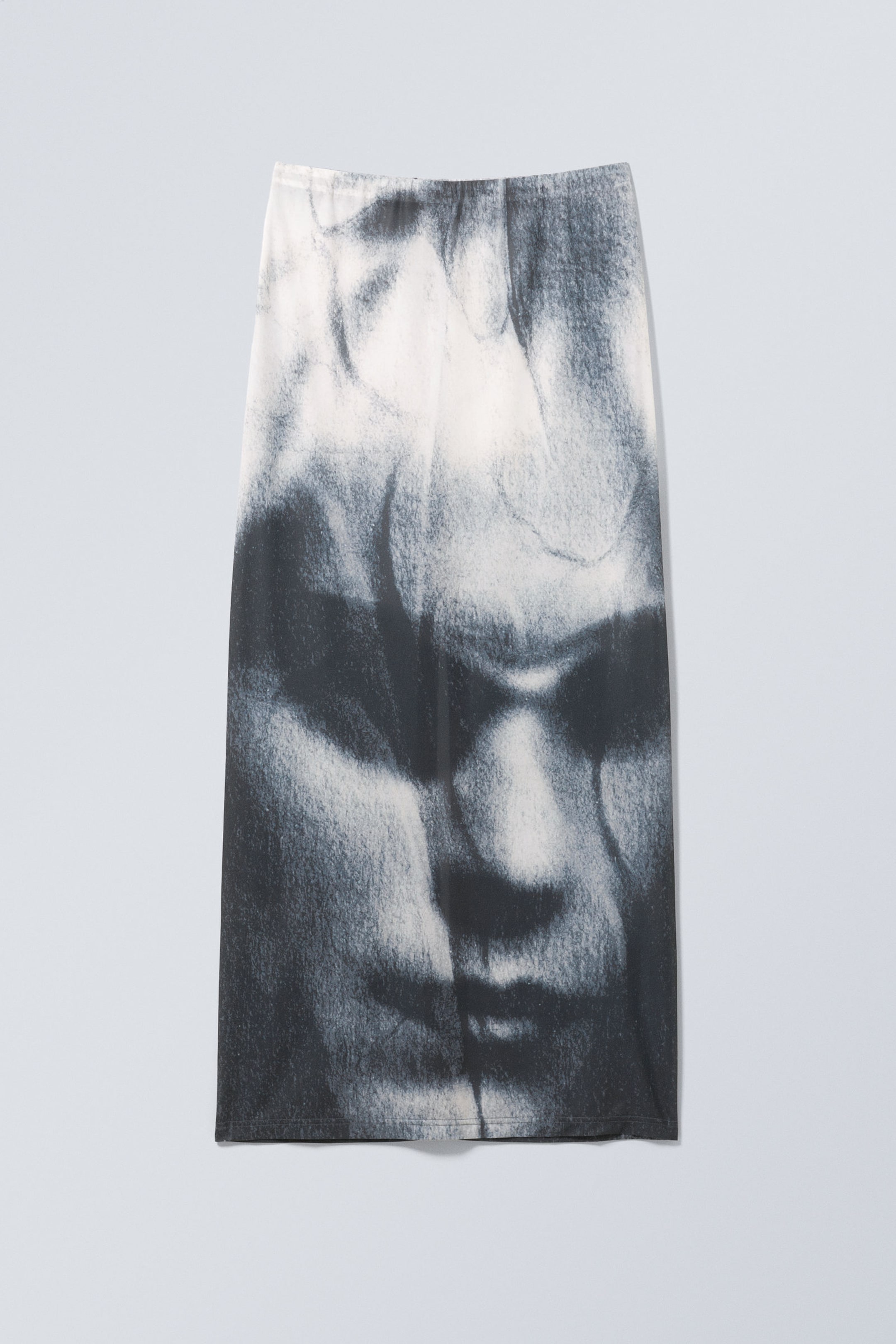 Black & White - Face Print - Printed Maxi Skirt - 1