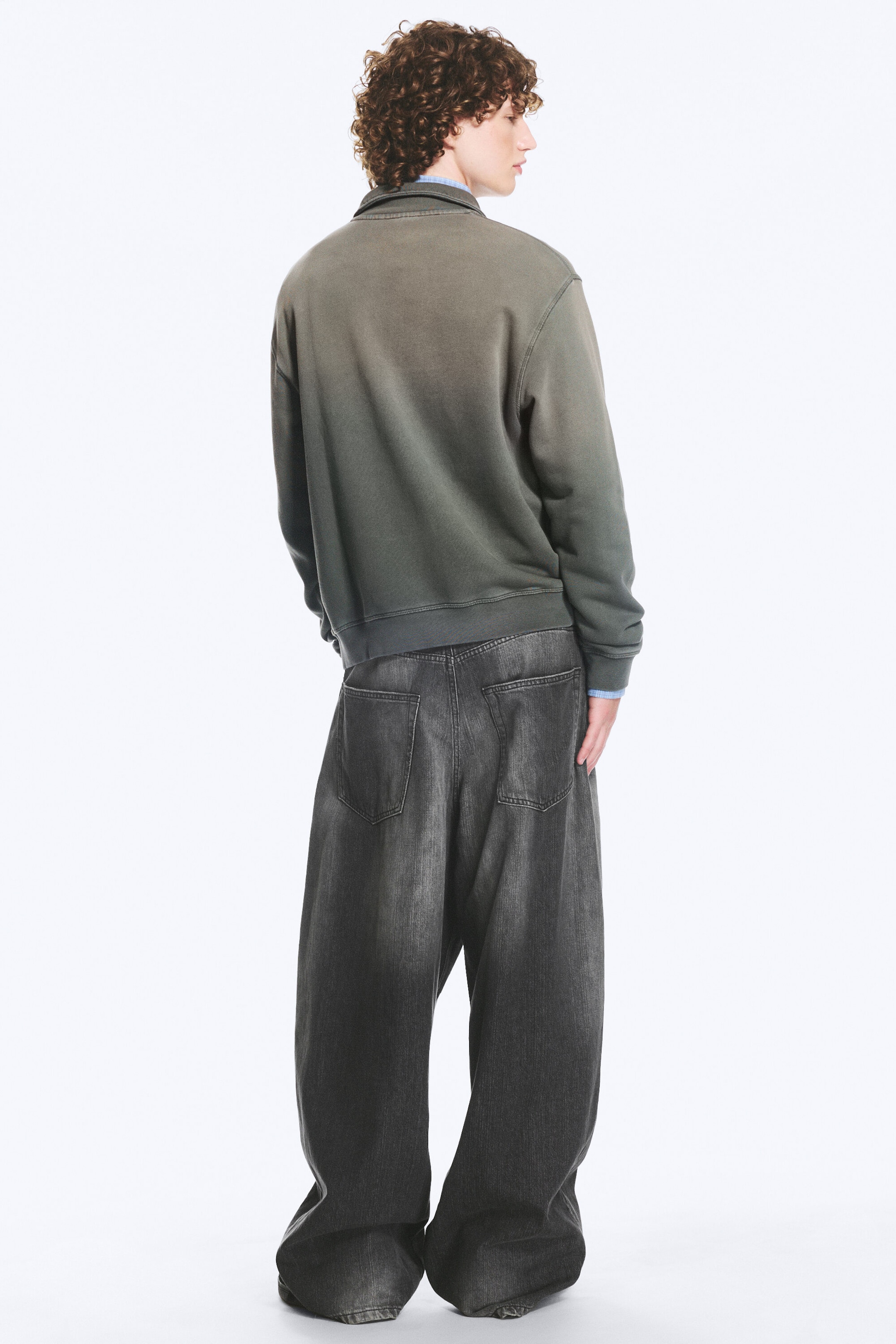Tvättad Mörkgrön - Sweatshirt med kvartszip - 3