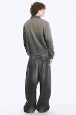 Tvättad Mörkgrön - Sweatshirt med kvartszip - 3
