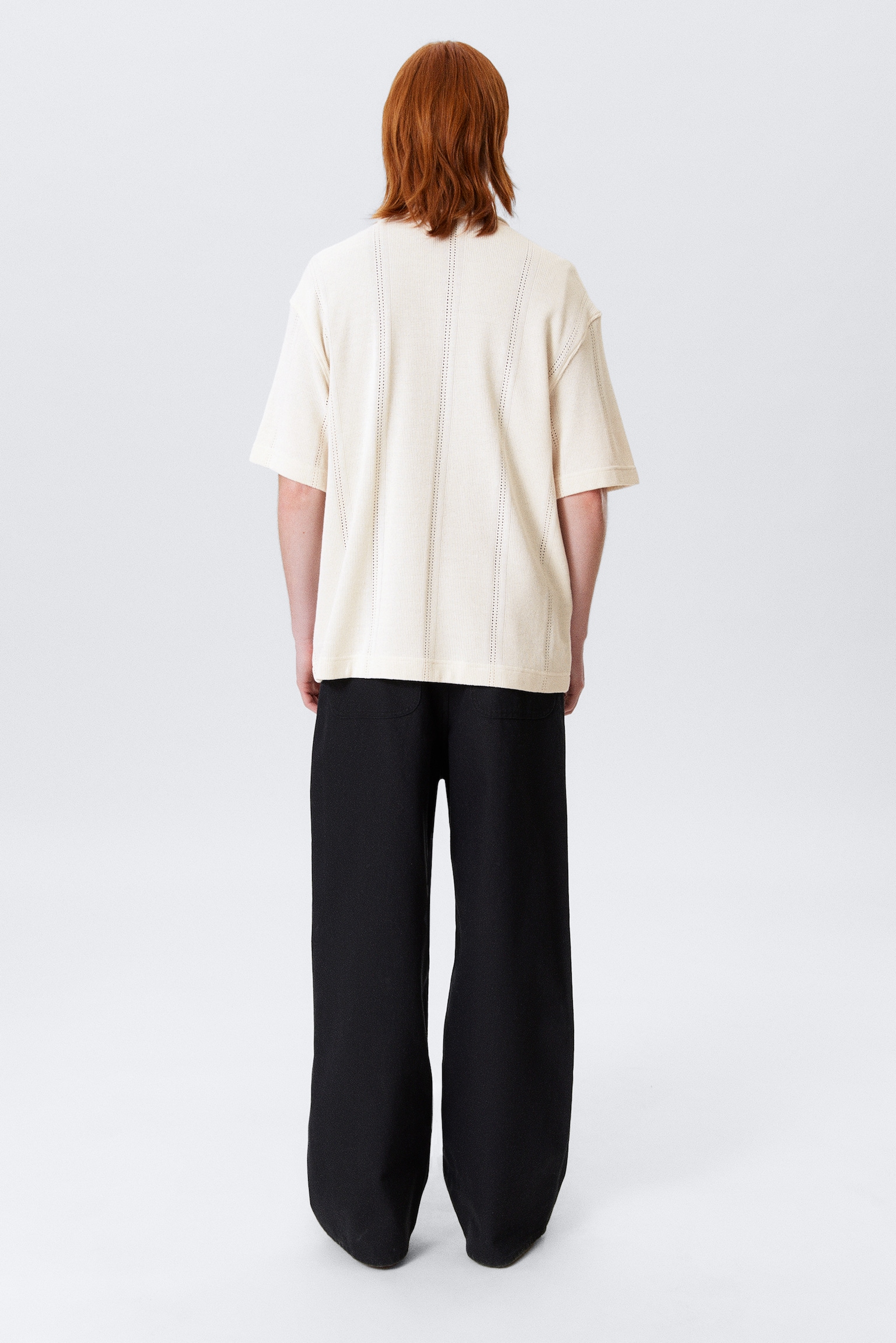 Knitted Short-Sleeved Button-Up Shirt - Dusty White/Dusty Mole/Dark Mole/Black/Světle khaki zelená/Black/Světlá šedá/Černá - 5
