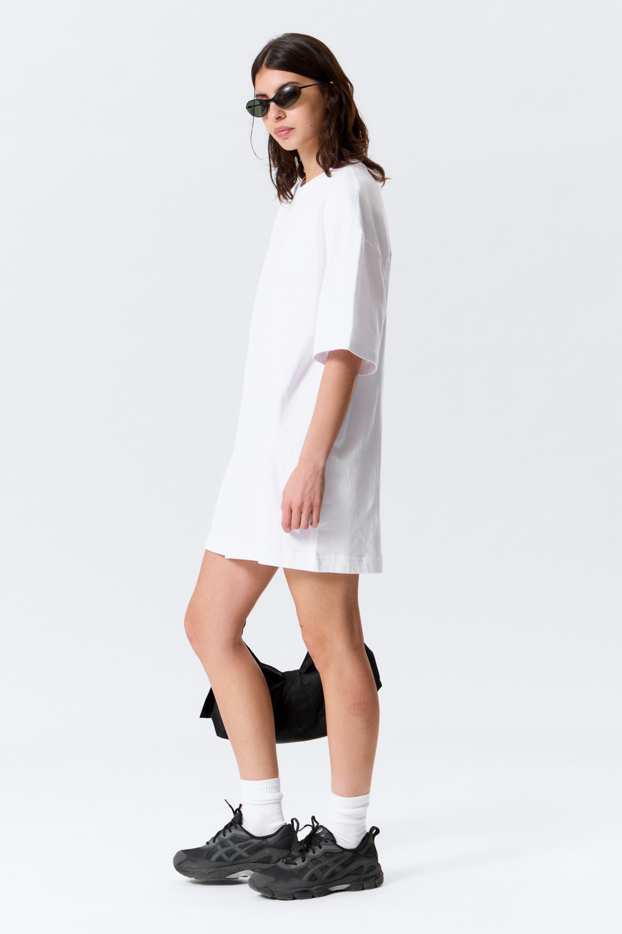 oversized cotton t-shirt dress - White | Weekday WW