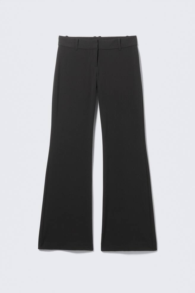 Low-Rise Flared Suiting Trousers - Black/Pinstriped Black/Dark Grey Melange - 1