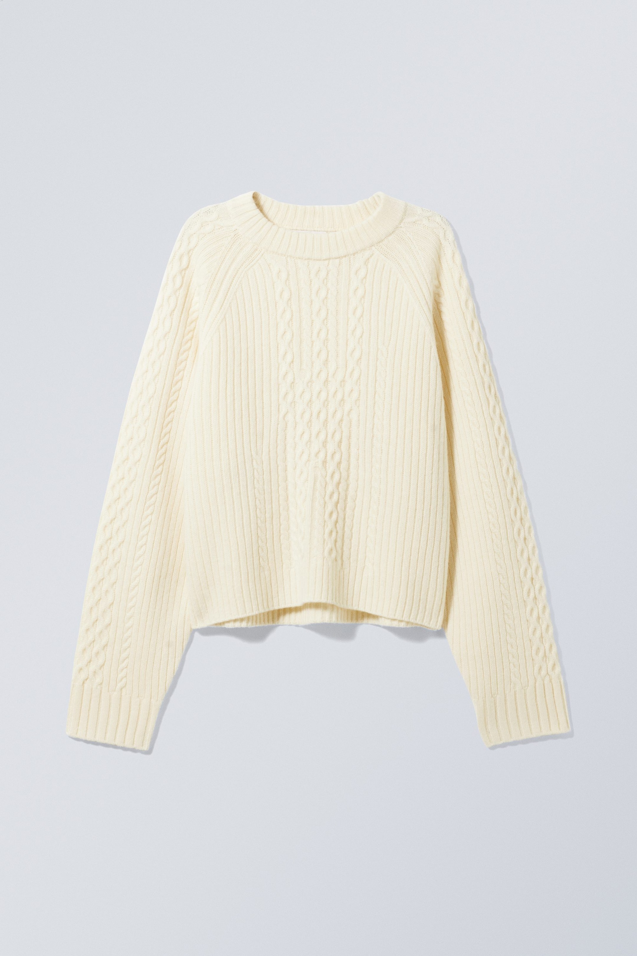 Cremeweiß - Pullover Jill mit Zopfmuster - 0