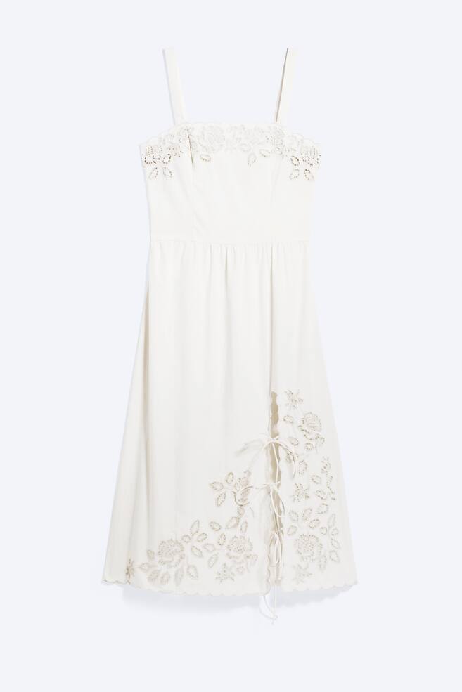 Besticktes Midikleid - Weiß - 1