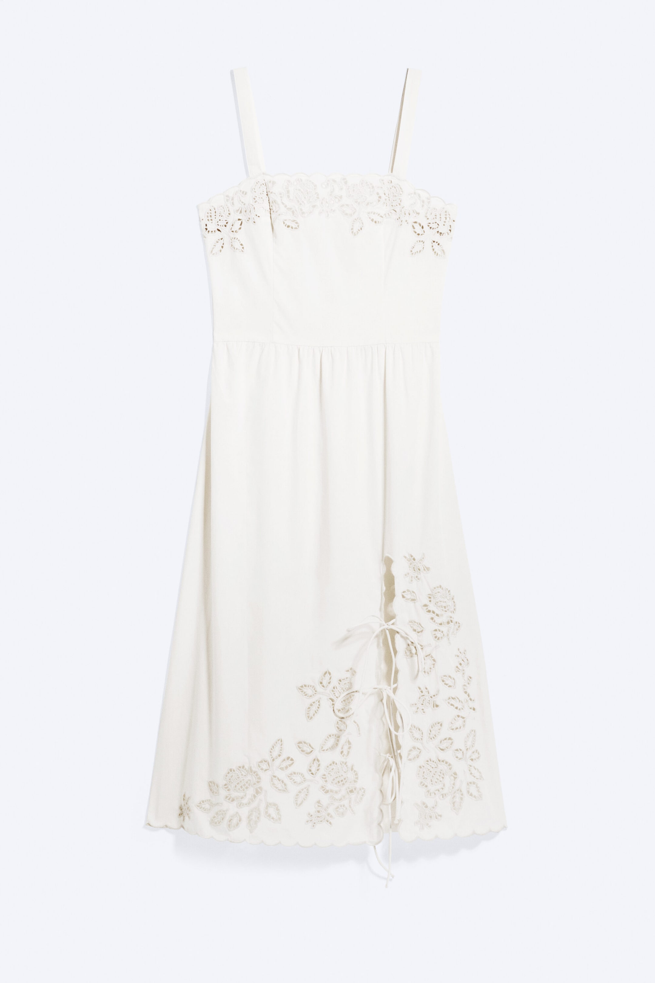 Weiß - Besticktes Midikleid - 4