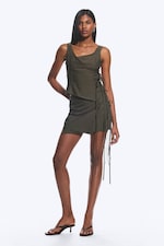 Taupe foncé - Haut à bretelle portefeuille asymétrique - 1