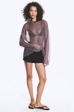 Staubiges Lila - Pullover aus Leinenmix - 0