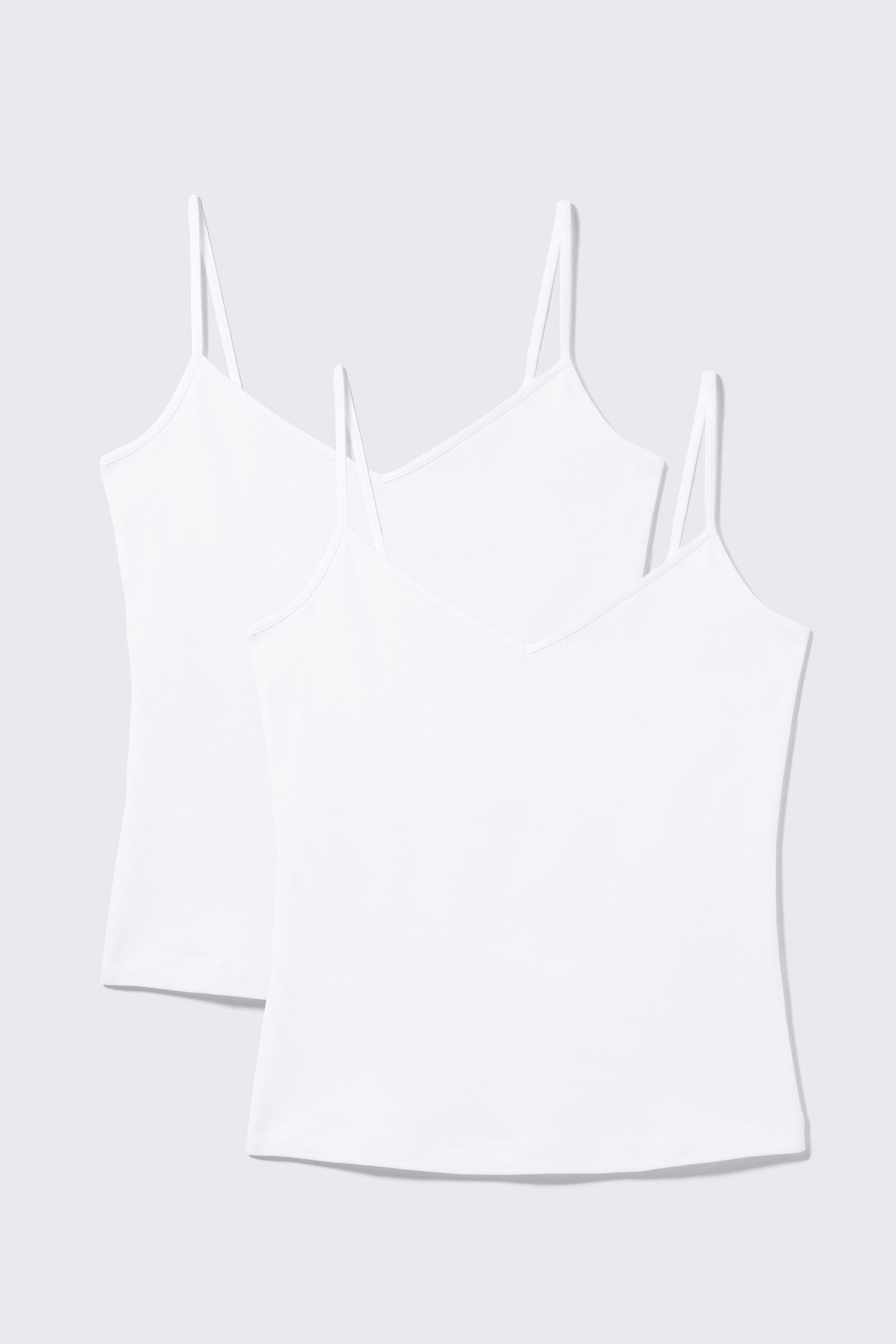 Conjunto de 2 Camisolas Slim com Decote em V em Algodão - Branco/Preto