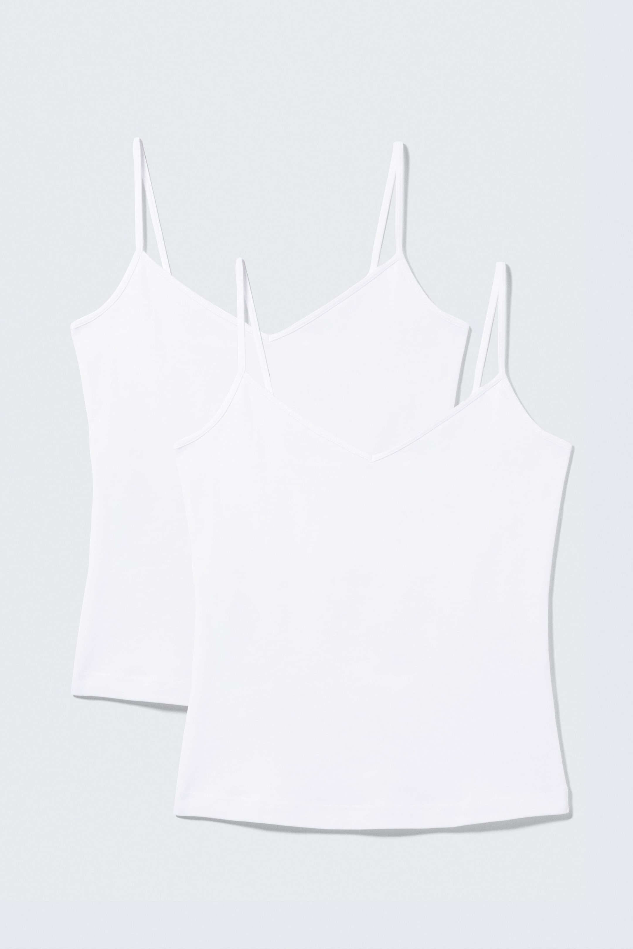 White - 2-pack Slim V-neck Cotton Singlet