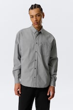 Zwart geruit - Ruimvallend popeline overhemd met knopen - 0