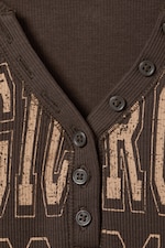 Braun - Figurbetontes Langarm-Top mit V-Ausschnitt - 1