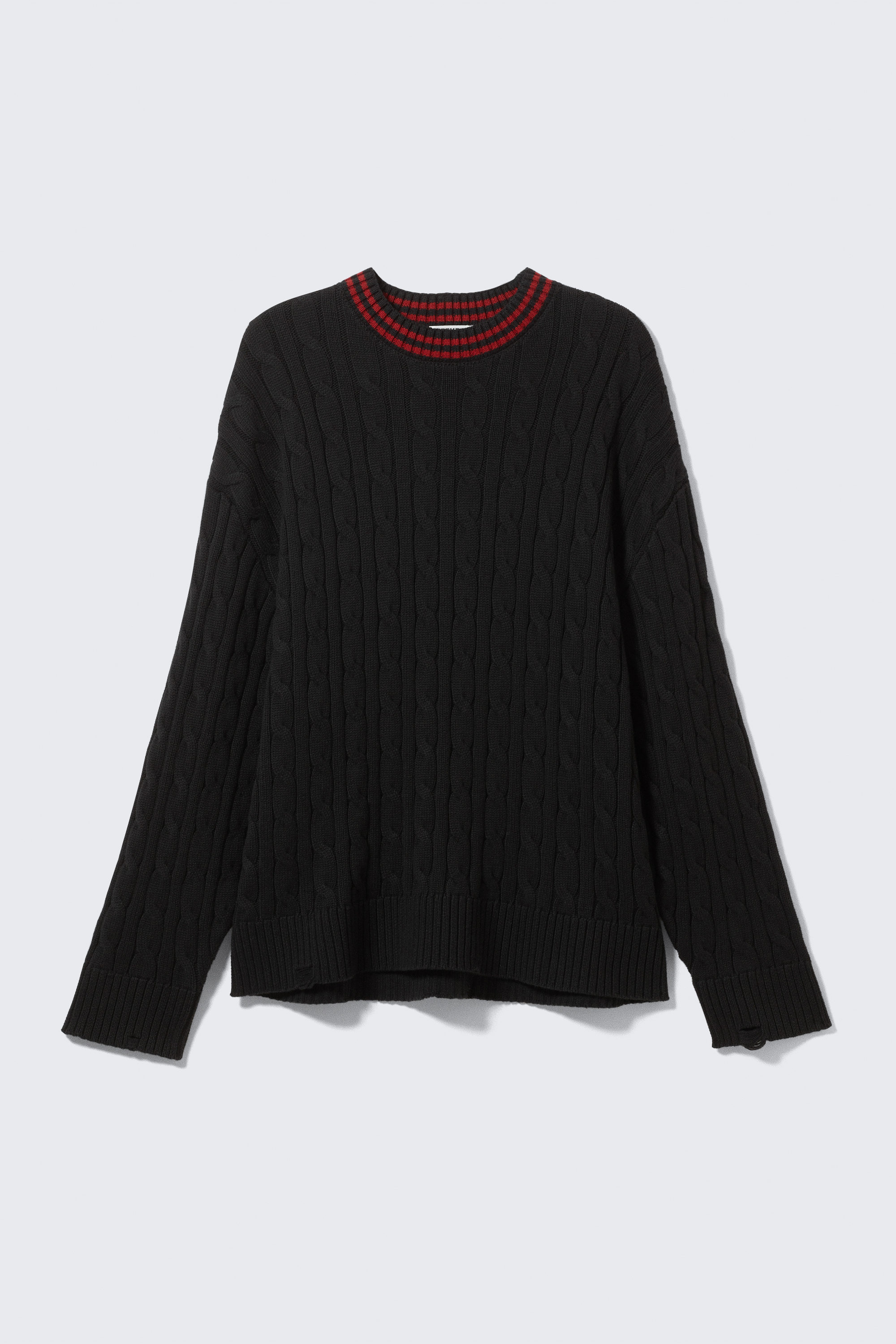 Schwarz - Oversized-Pullover aus Zopfstrick - 1