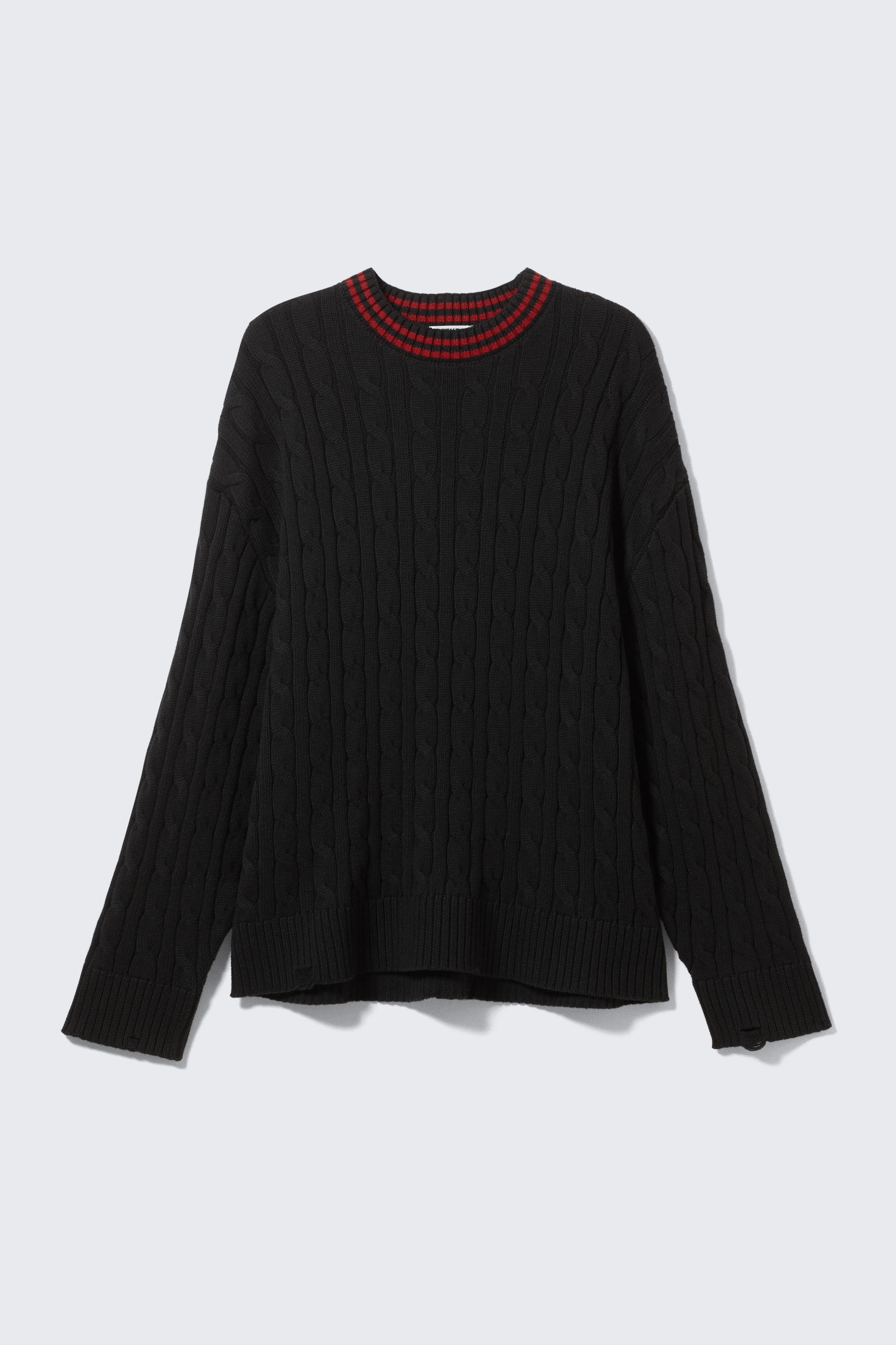 Black - Oversized Cable Knit Sweater - 1