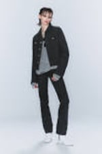Beschichtetes Schwarz - CM x LB Schwarze, beschichtete Unisex-Jeansjacke - 6