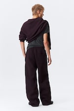 Violet foncé - Brodé - Pantalon de survêtement ample graphique - 3