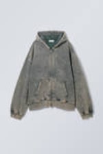 Verwaschenes Türkis - Washed Loose Fit Zip Hoodie - 0
