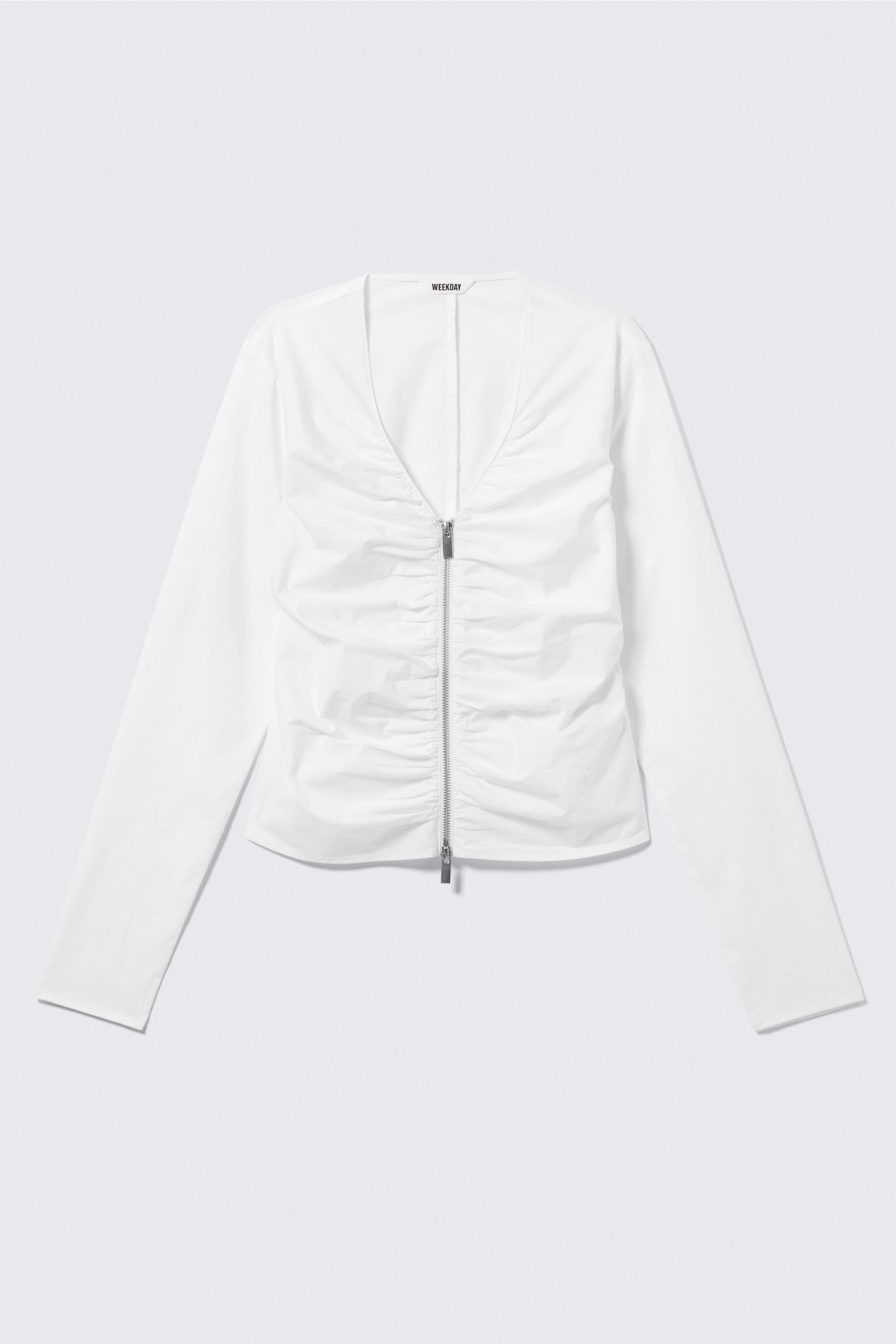 White - Gerafftes Zip-Top mit V-Ausschnitt - 4
