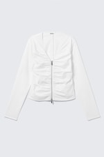 White - Gerafftes Zip-Top mit V-Ausschnitt - 4