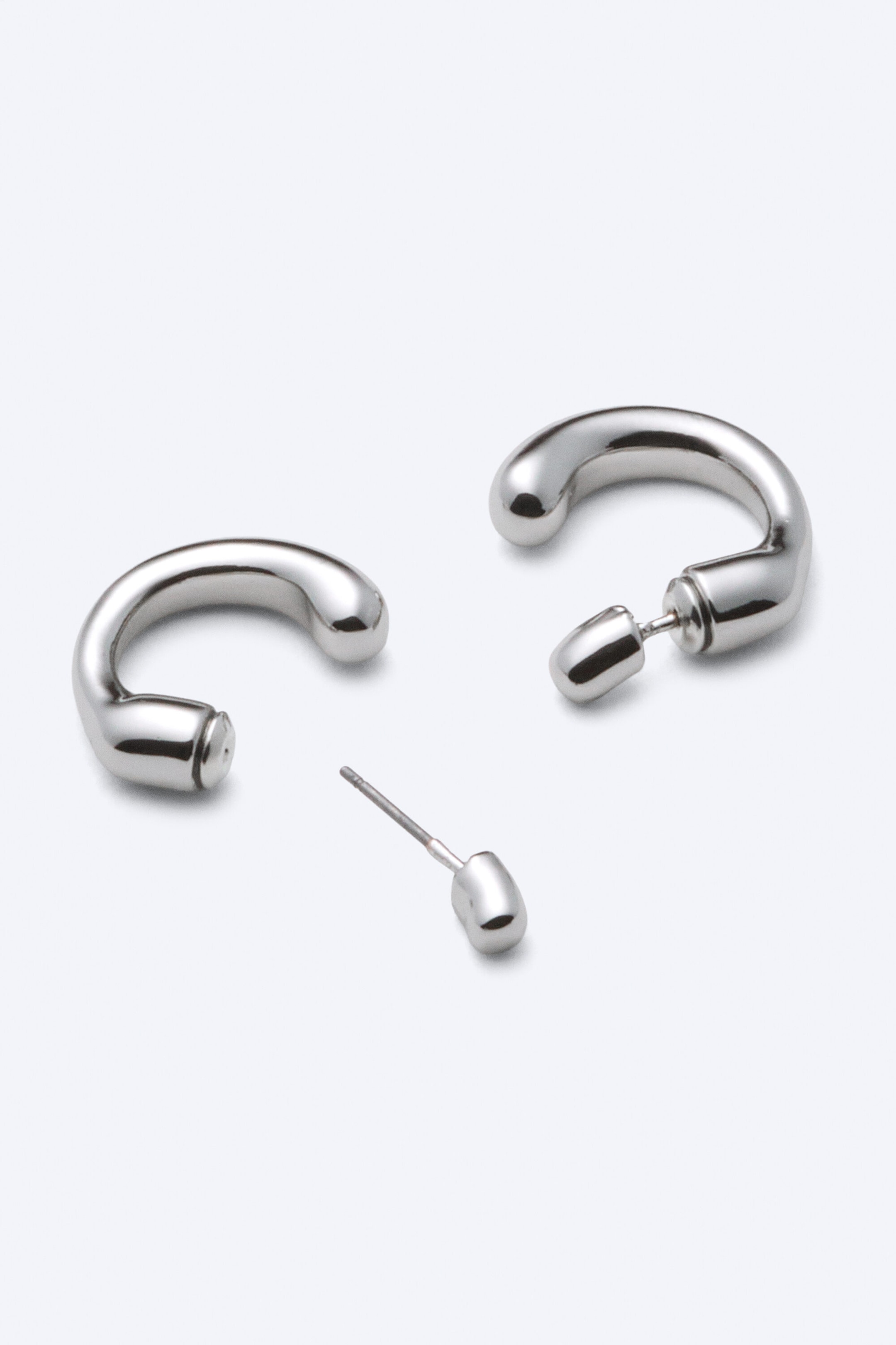 Grey Silver - Wave mini hoops - 1