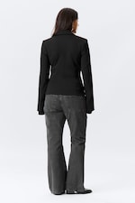 Black - Fitted Blazer with Vented Sleeves - 3