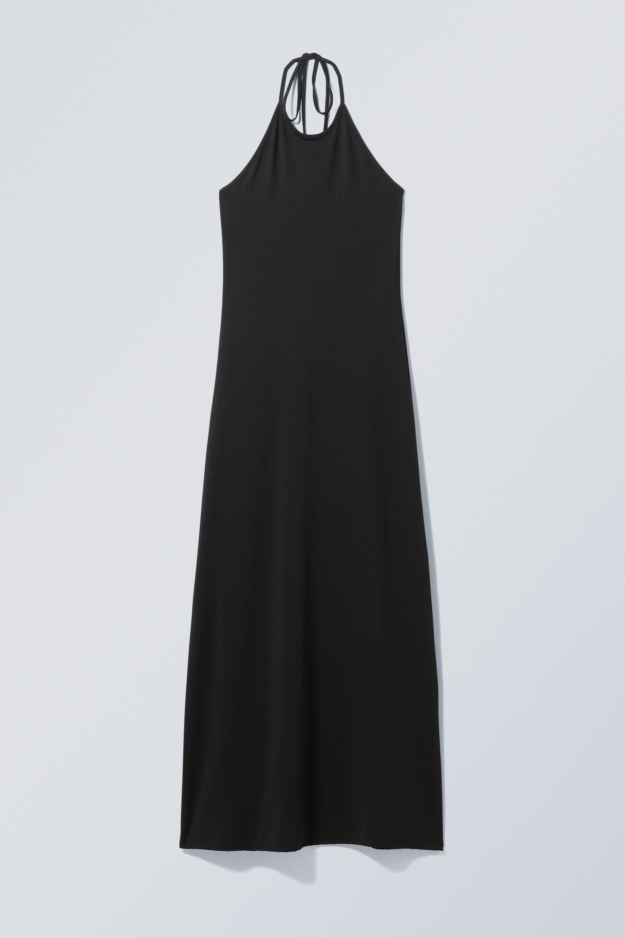 Schwarz - Neckholder-Maxikleid mit tiefem Rückenausschnitt - 1