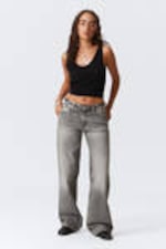 Canyon Grey - Mittelgrau - Ample Low Waist Loose Wide Leg Jeans - 0