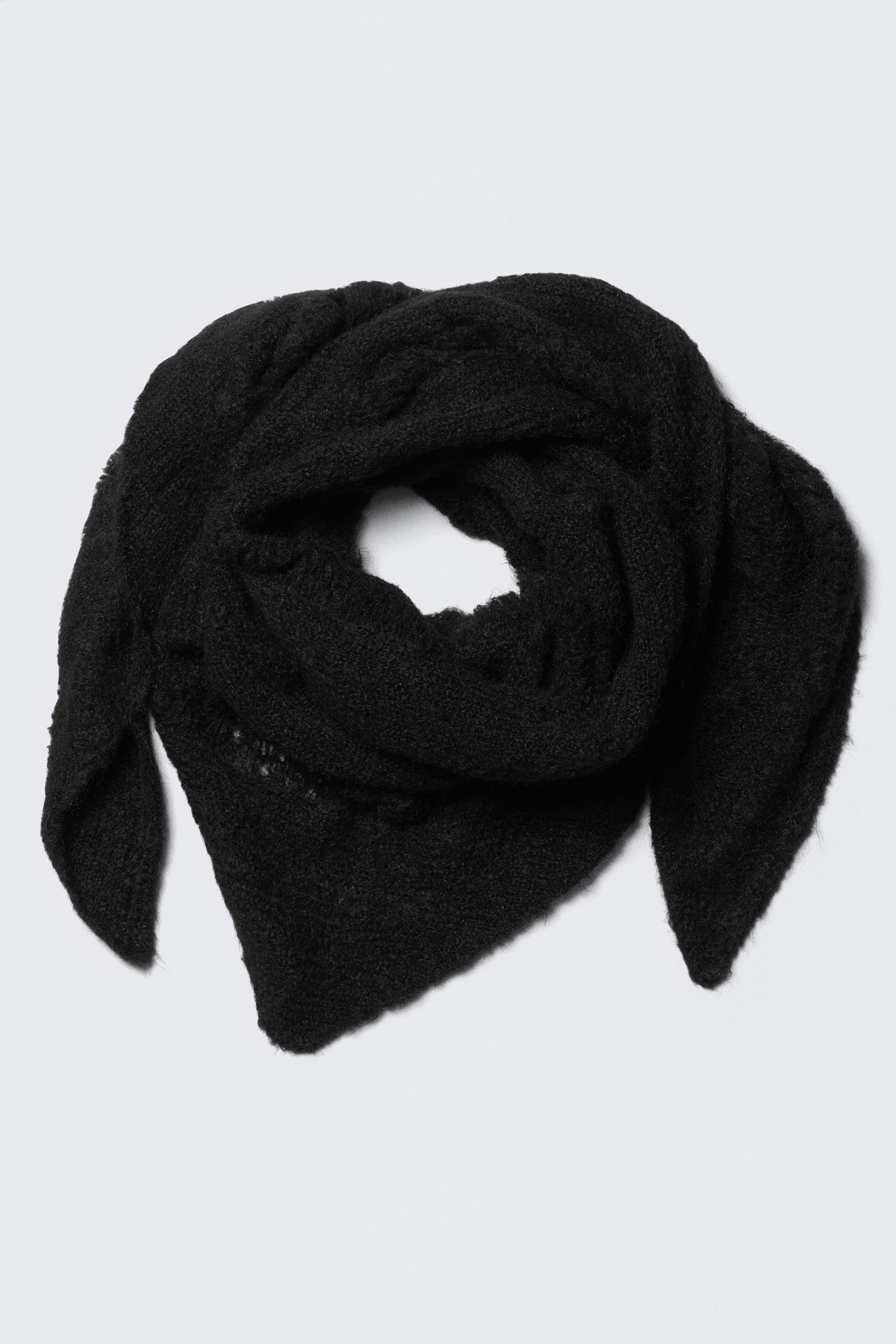 Black - Distressed Triangle Scarf - 1