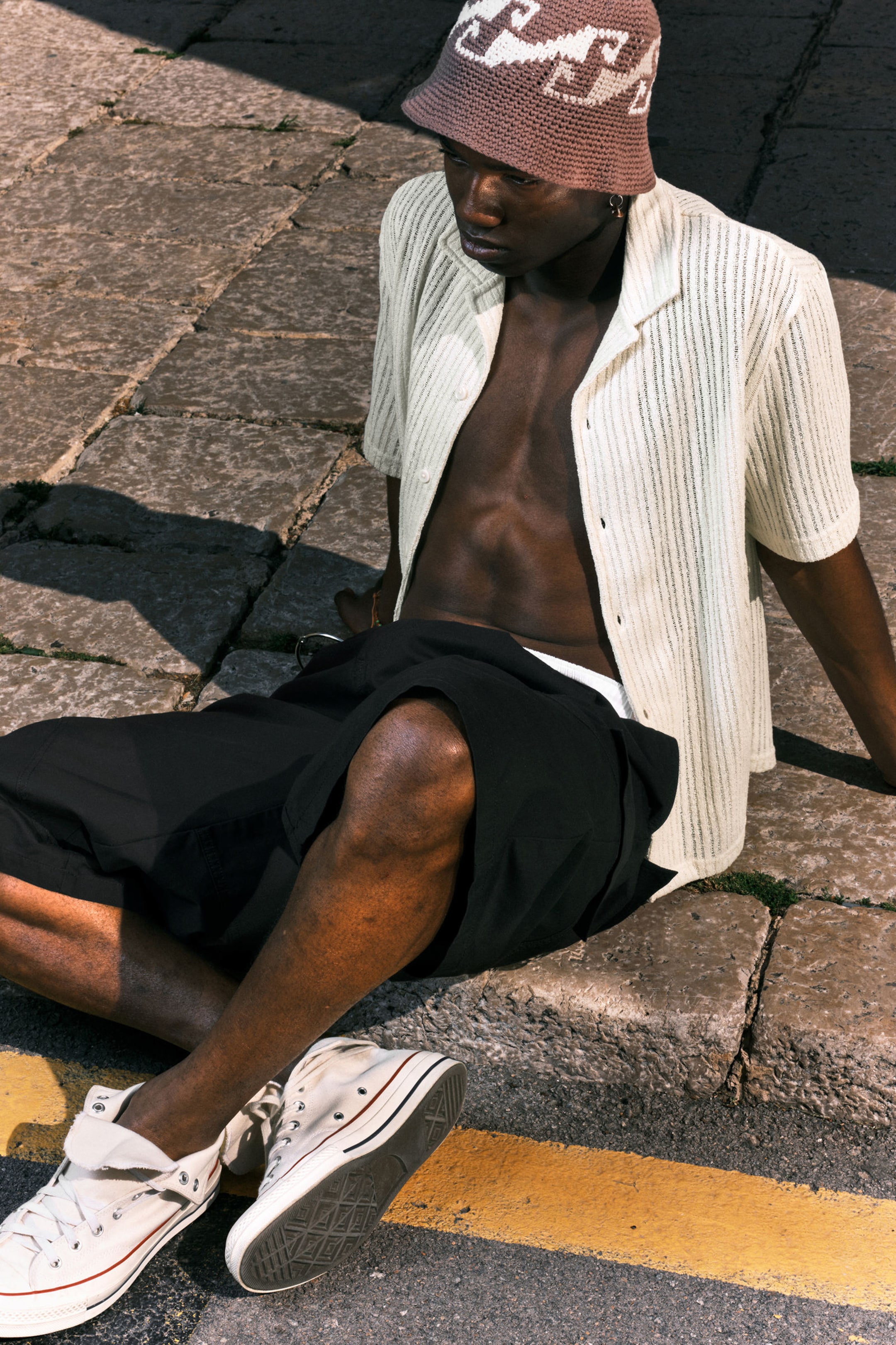 #EEECE0 - Textured Short-Sleeved Resort Shirt - 1