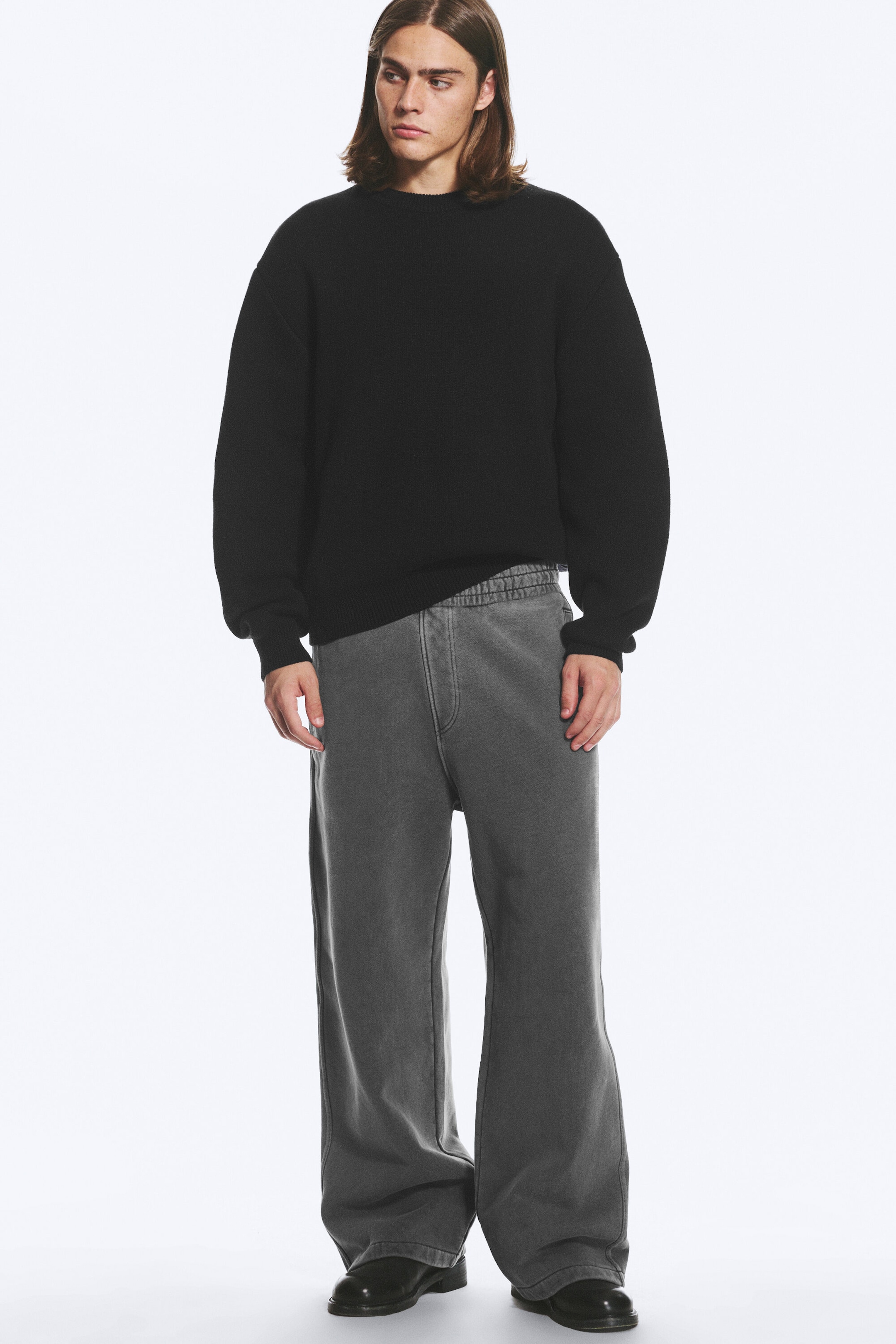 Schwarz - Baumwoll-Strickpullover mit normaler Passform - 2