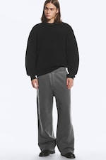 Black - Regular Knitted Cotton Sweater - 1
