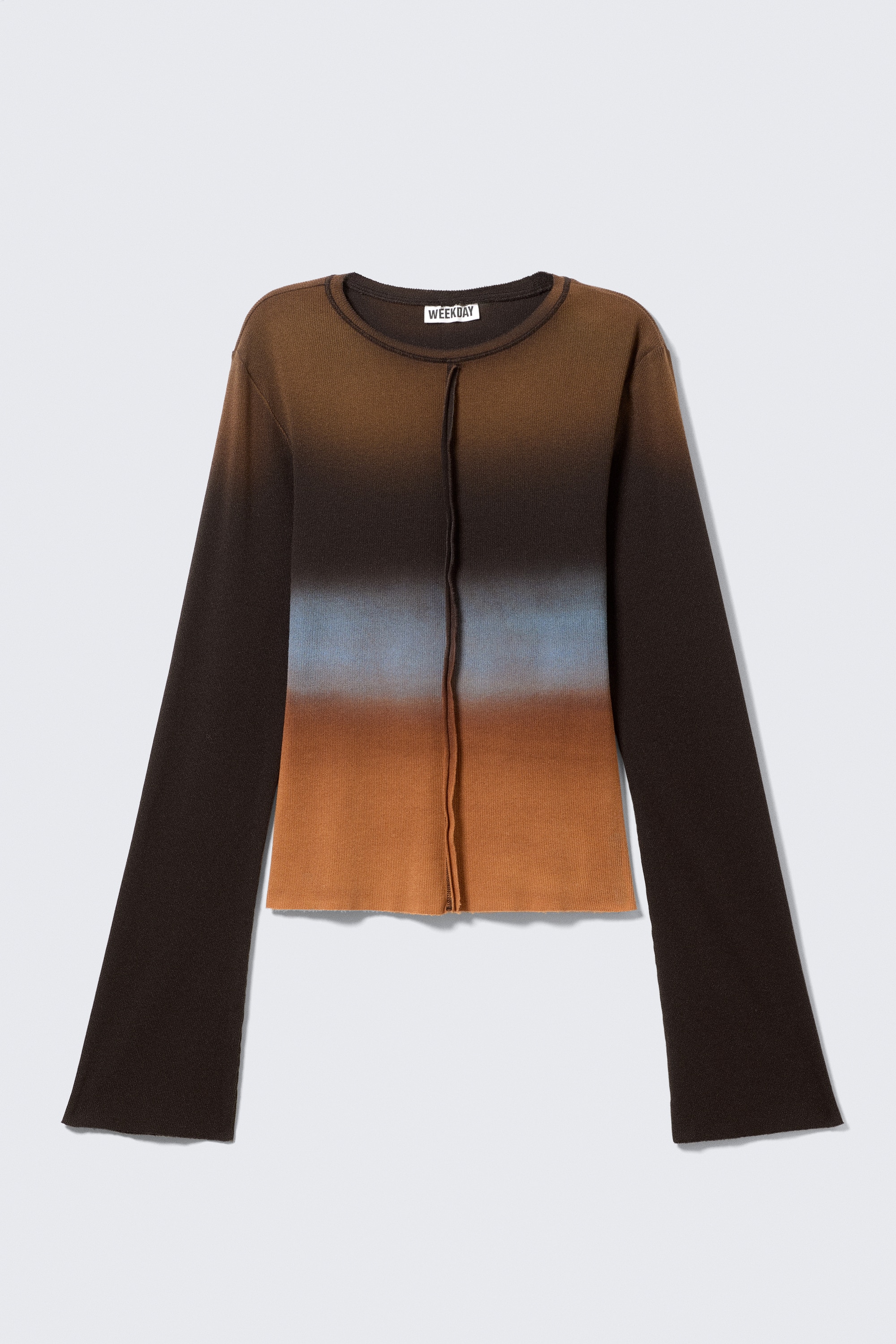 Smal långärmad topp med tryck - Mörkbrun gradient