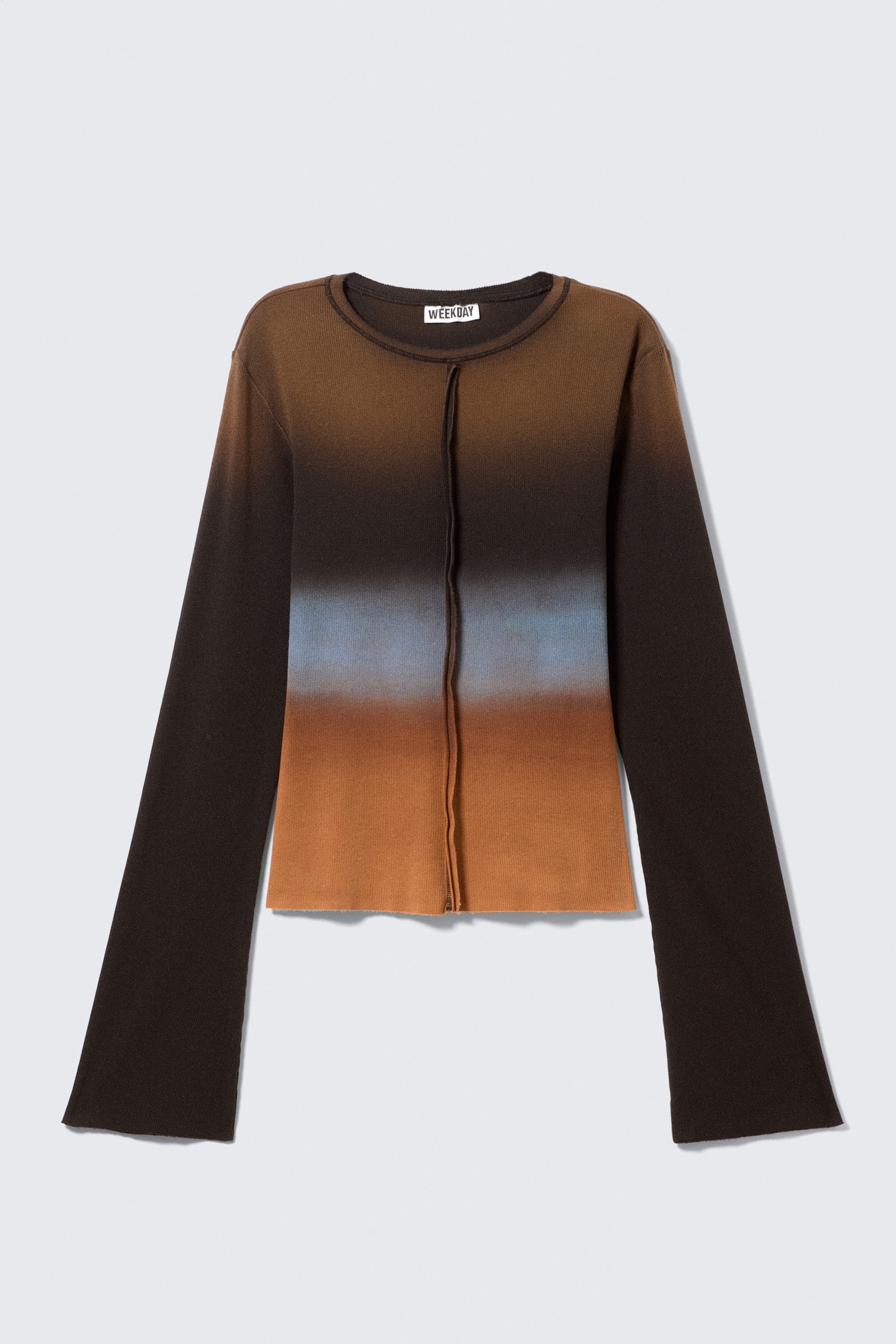 Mörkbrun gradient - Smal långärmad topp med tryck - 3